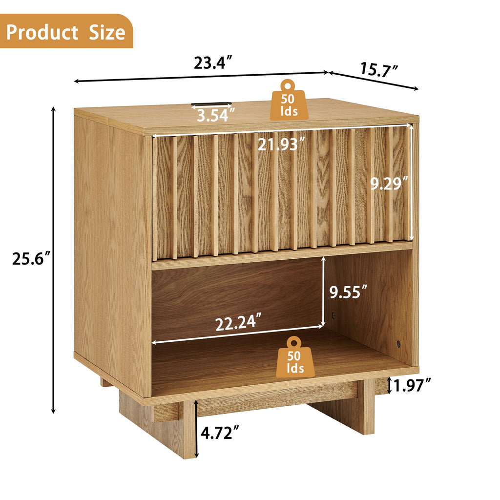 Nightstand With Hidden Charging Station USB Ports & Outlet Hole