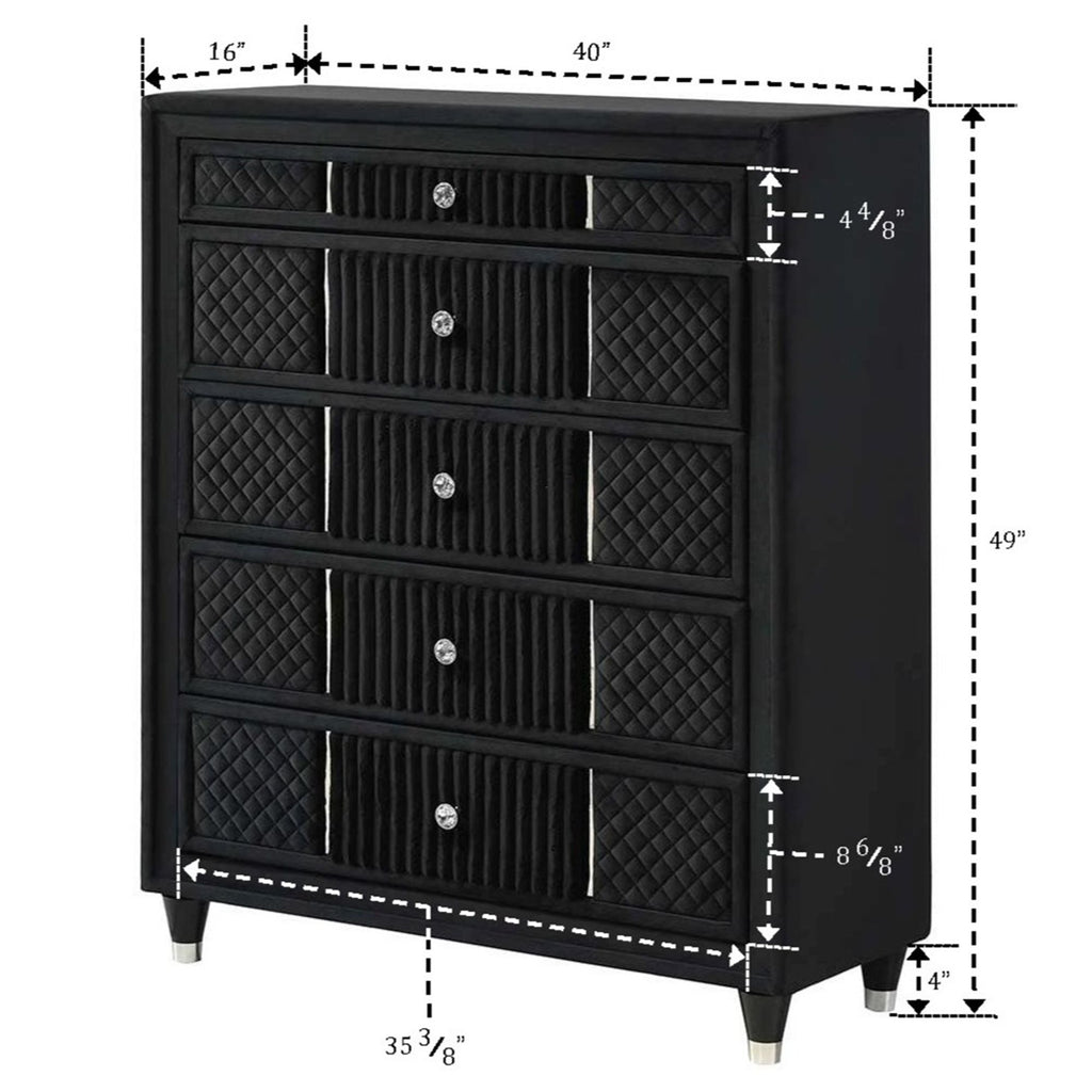 1 Piece Tall Chest Upholstery Textured - Black
