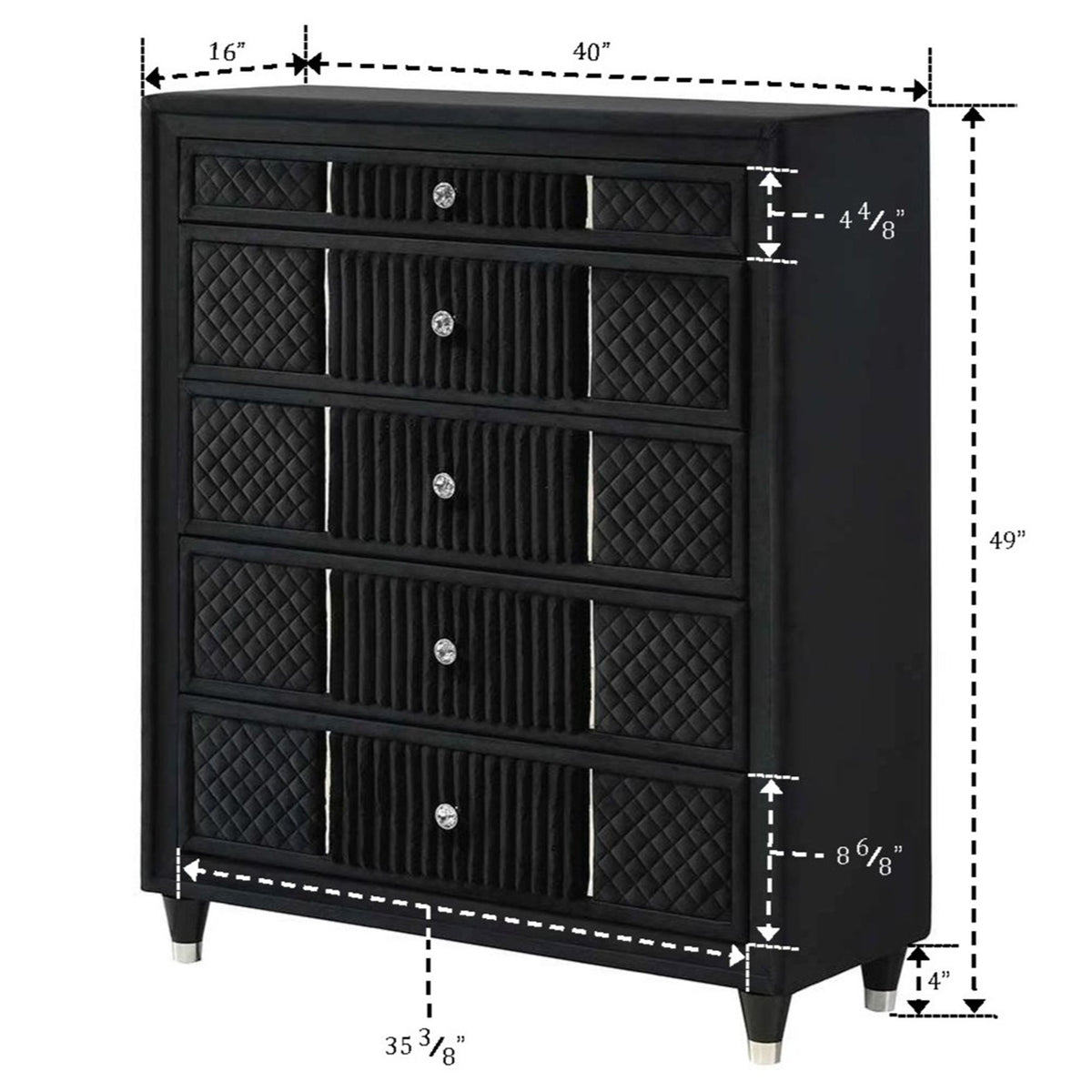 1 Piece Tall Chest Upholstery Textured - Black