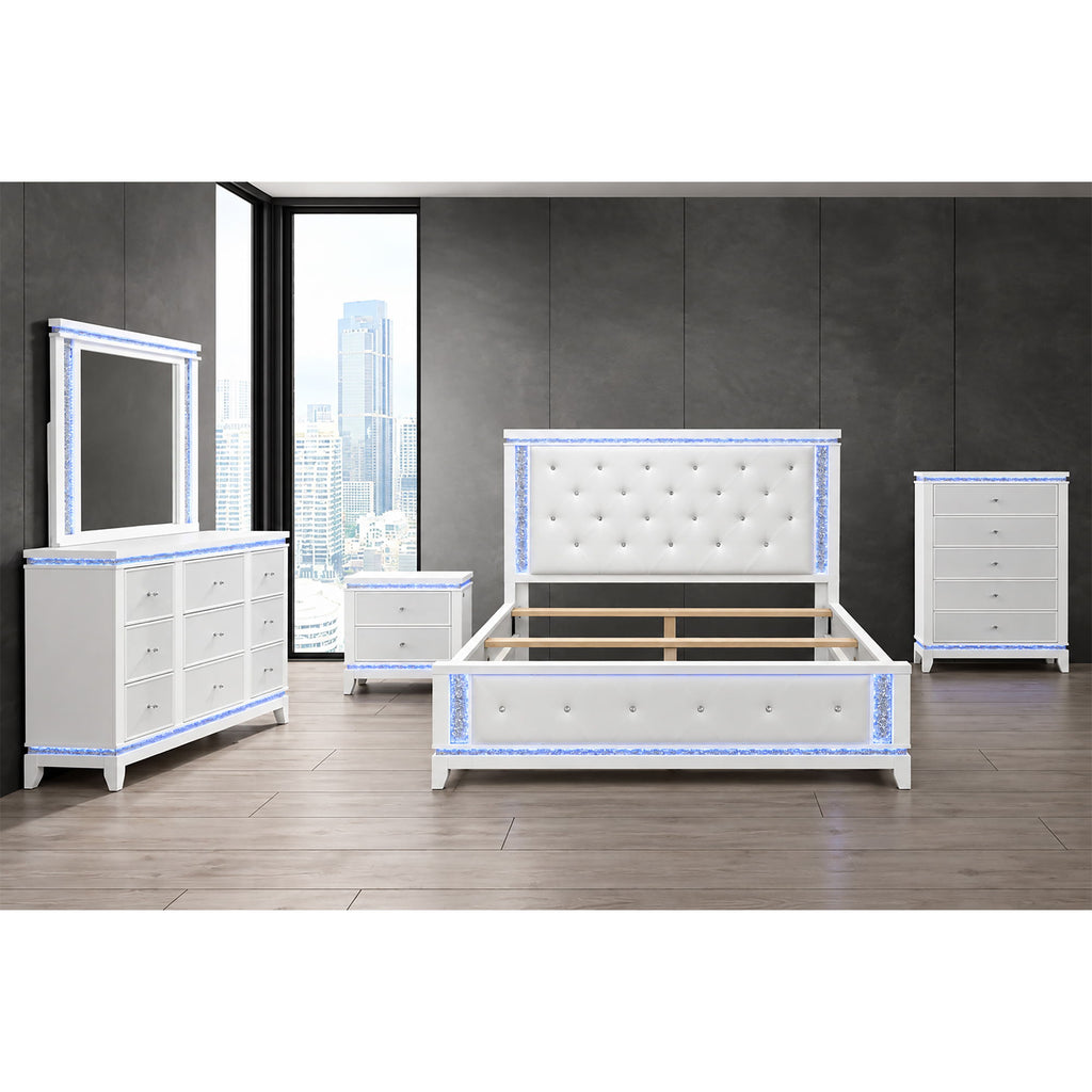 Adalid - 5 Pieces Bedroom Set With LED Lights And Glittered Detailing