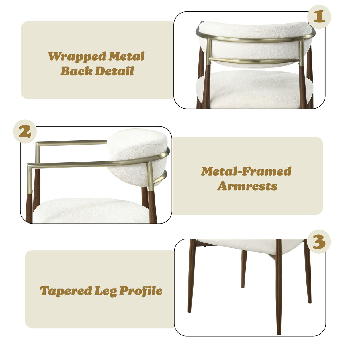 Clayten - Arm Chair (Set of 2) - Brown Oak / Off White