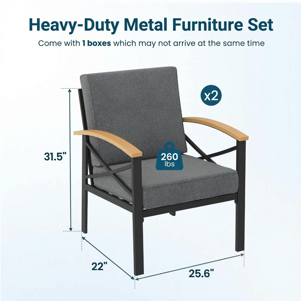 Outdoor Patio Armchair, All Weather (Set of 2)