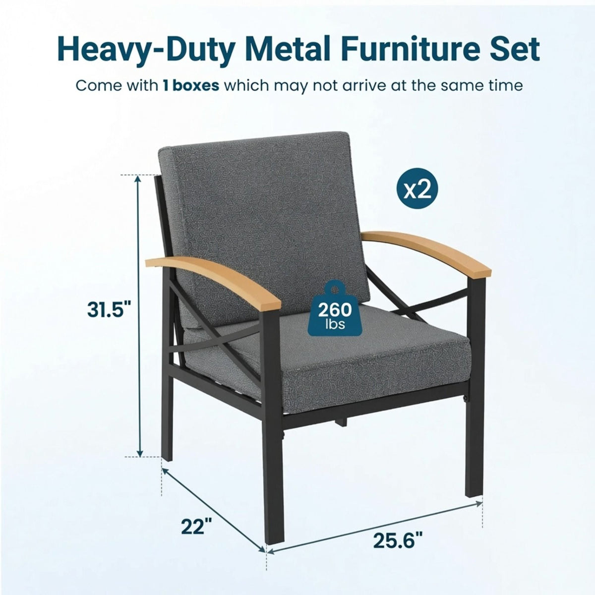 Outdoor Patio Armchair, All Weather (Set of 2)