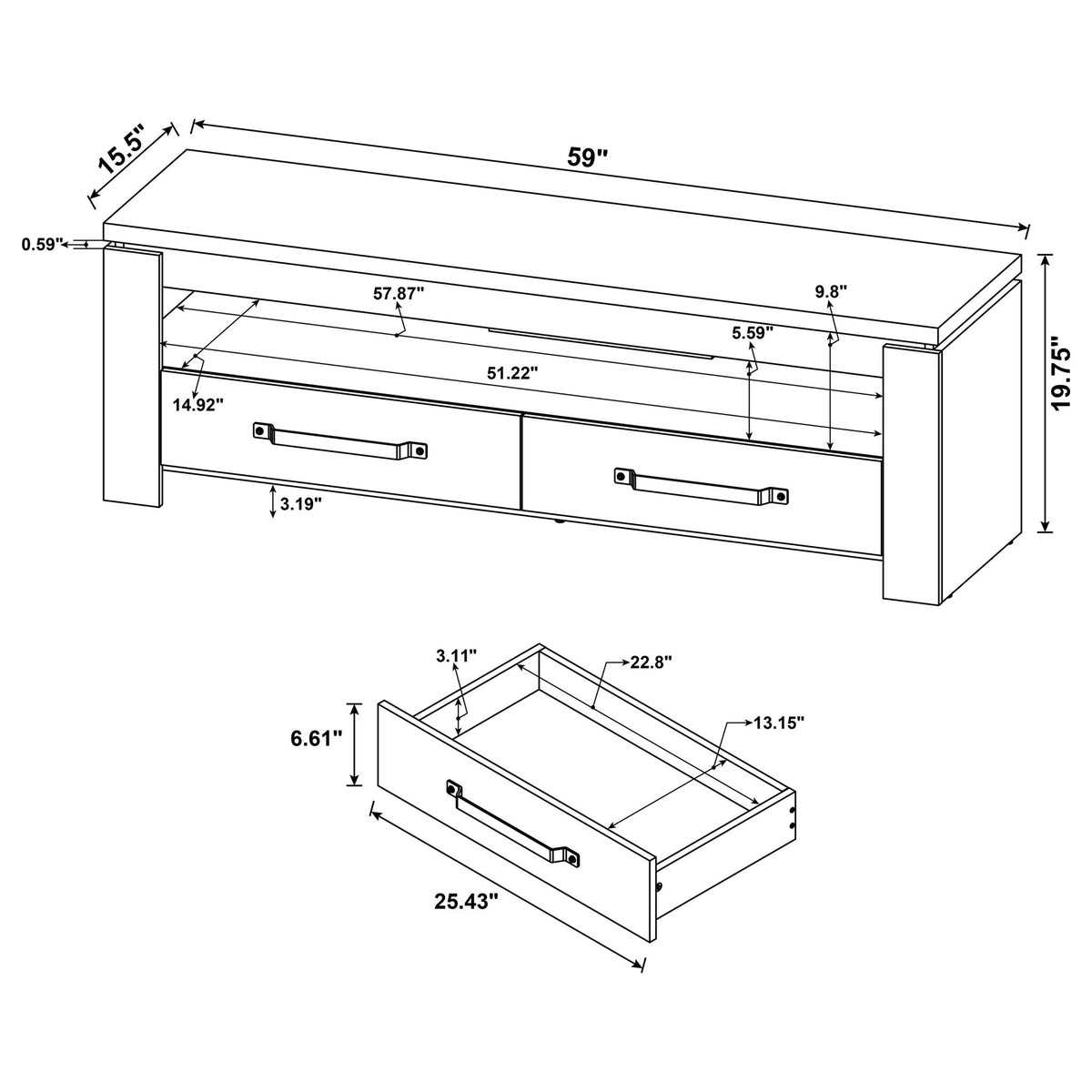 Tesoro - TV Stand With 2 Drawers - Mango Color