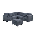Contemporary L - Sectional Sofa Set With Ottoman And Pillows