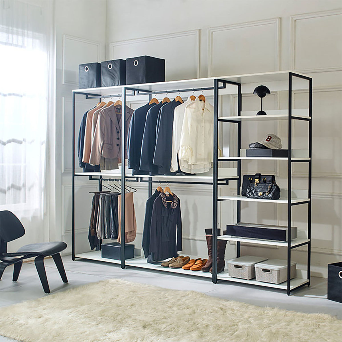 Fiona - Freestanding 3 Tower System Walk-In Closet With 7 Shelf - White