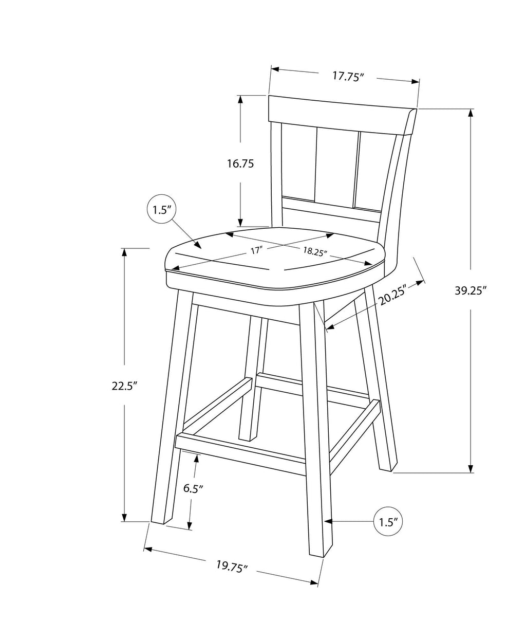 Swivel Bar Stool Counter Height, Transitional (Set of 2)