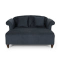 Upholstered Chaise Lounge & Scroll Arms, Turned Legs And 2 Pillows - Charcoal