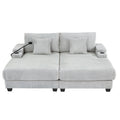 Chaise Sofa With Adjustable Backrest, Cup Holders, Phone Holder & Storage Compartments For Living Room - Light Gray