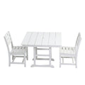 Outdoor Patio Dining Set, Square Table With Umbrella Hole And Armless Chairs