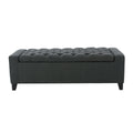 Contemporary Storage Ottoman With Tufted Top - Dark Gray
