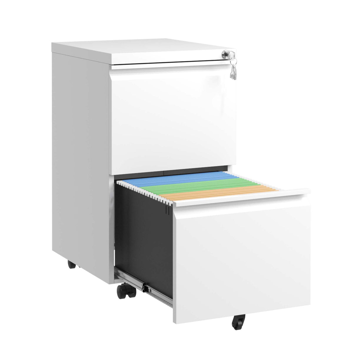 Metal Drawer Mobile File Cabinet With Lock For Home Office Organizer