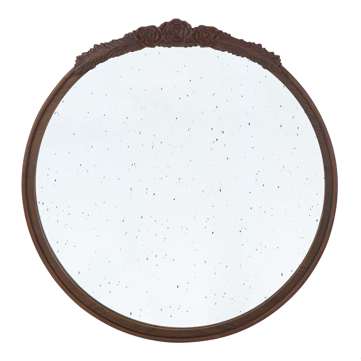Round Hand Carved Rose Antique Mirror Frame, Wall Mirror For Live Space