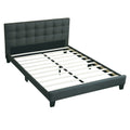 California King Size Tufted Headboard Platform Bedframe, Bedroom Furniture - Charcoal