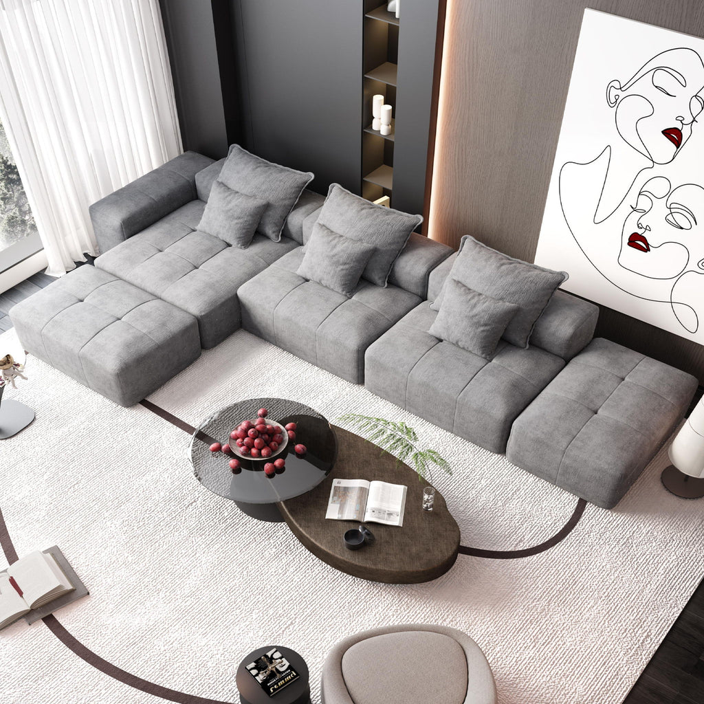Modern Oversized, Modular Sectional Sofa With Pillows