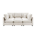 Sectional Modular Sofa, U-Shaped With Movable Ottoman, Storage Armrests And USB Ports - Beige
