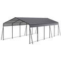 Metal Carport 13 X 26.5 Ft Heavy Duty With Galvanized Steel Roof Metal Garage Canopy With Galvanized Steel Roof & Frame Car Tent Outdoor Storage Shed For Car Boats And Truck - Gray