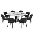 Round Dining Table With 6 Chairs Set - Silver