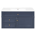 Modern Wall Mounted Floating Cabinet With Double Drawer And Sink