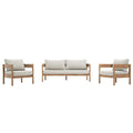 Outdoor Sofa Set Of 3 With Weather Resistant Cushions (Coffee Table Not Included) - Oak