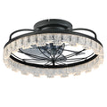 Ceiling Fan With Light, Flower Caged Ceiling Fan With Remote, LED Low Profile Ceiling Light - Matte Black