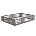Solid Floor Bed With Door And Fence For Children