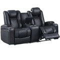 Power Reclining Loveseat With Adjustable Headrest, Storage, Cup Holders - Inky Blue