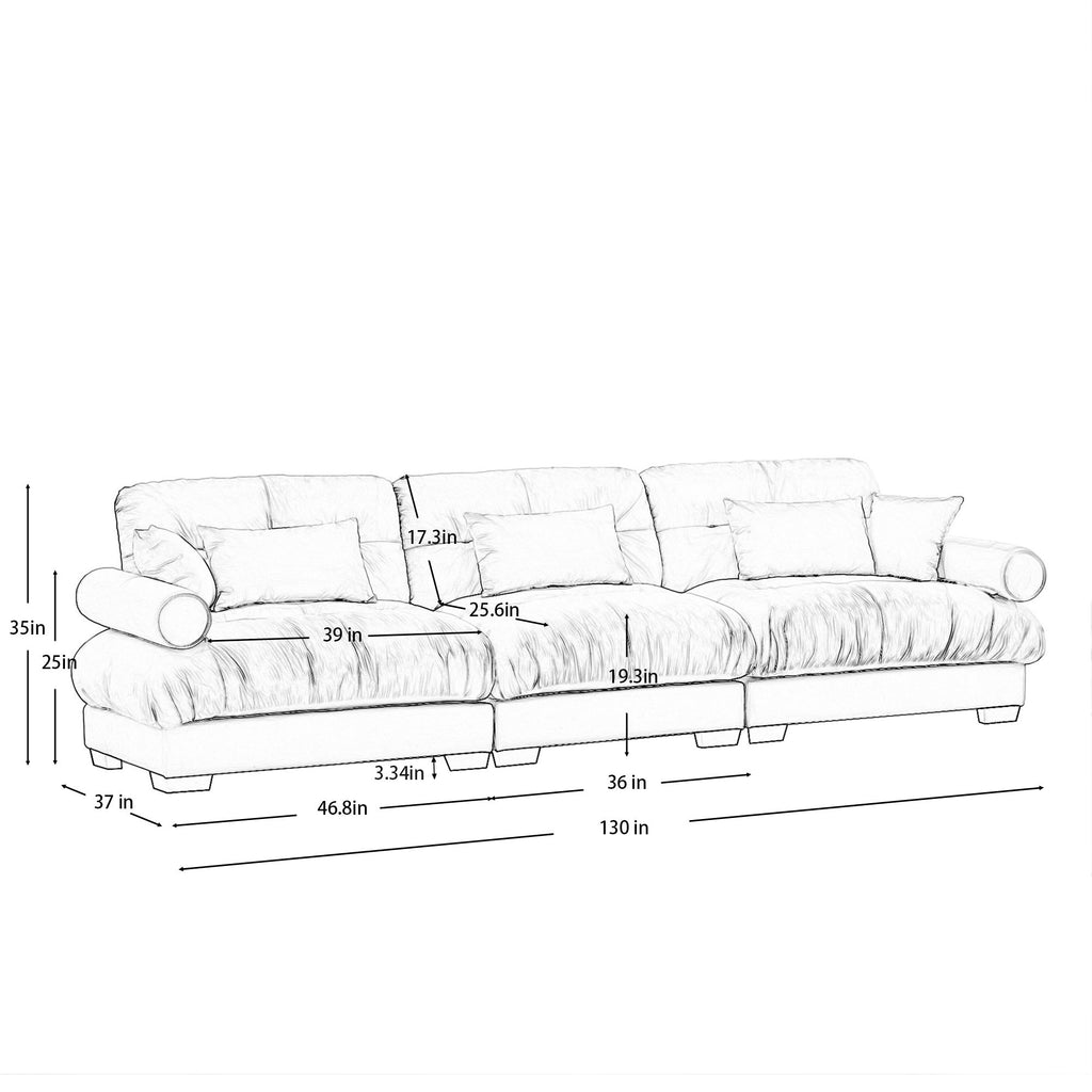 Modern Oversize Sofa With Cloud Like Comfort, Featuring Waist And Throw Pillows