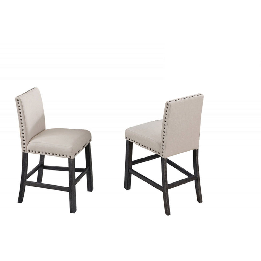 Upholstered Counter Dining Chair, Nailhead Trim (Set of 2) - Natural