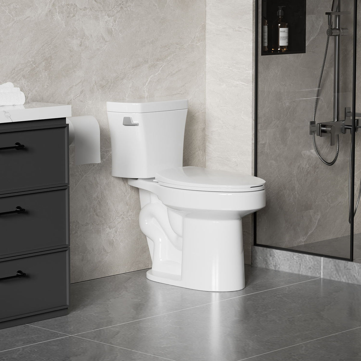 Gloss 2 Piece Toilet With 1.28 Gpf Tornado Flush, Rimless Bowl, Soft Closing Seat - Gloss White