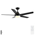 Ceiling Fan With Lights And Remote Control, Reversible DC Motor, 6 Speeds, 3 Cct Dimmable LED, Quiet Timer For Indoor - Black