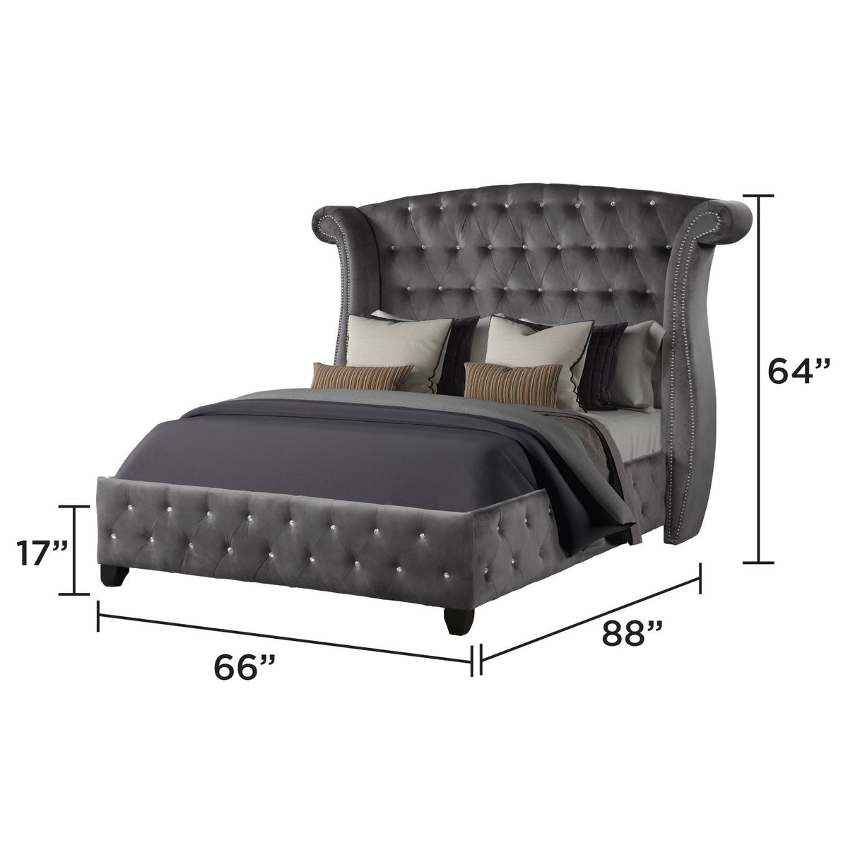 Sophia - Crystal Tufted Upholstered Bed