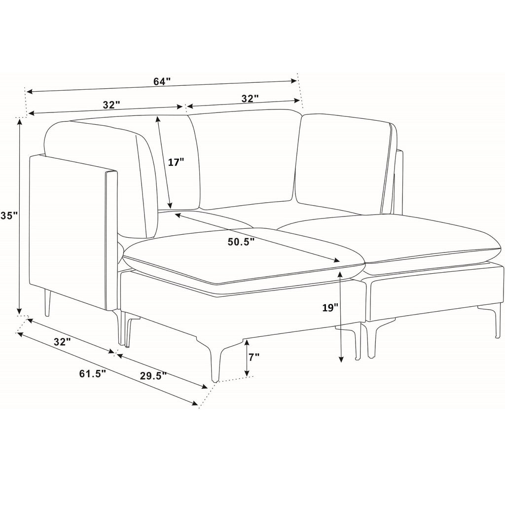 Upholstered Modular Sectional & Tall Legs