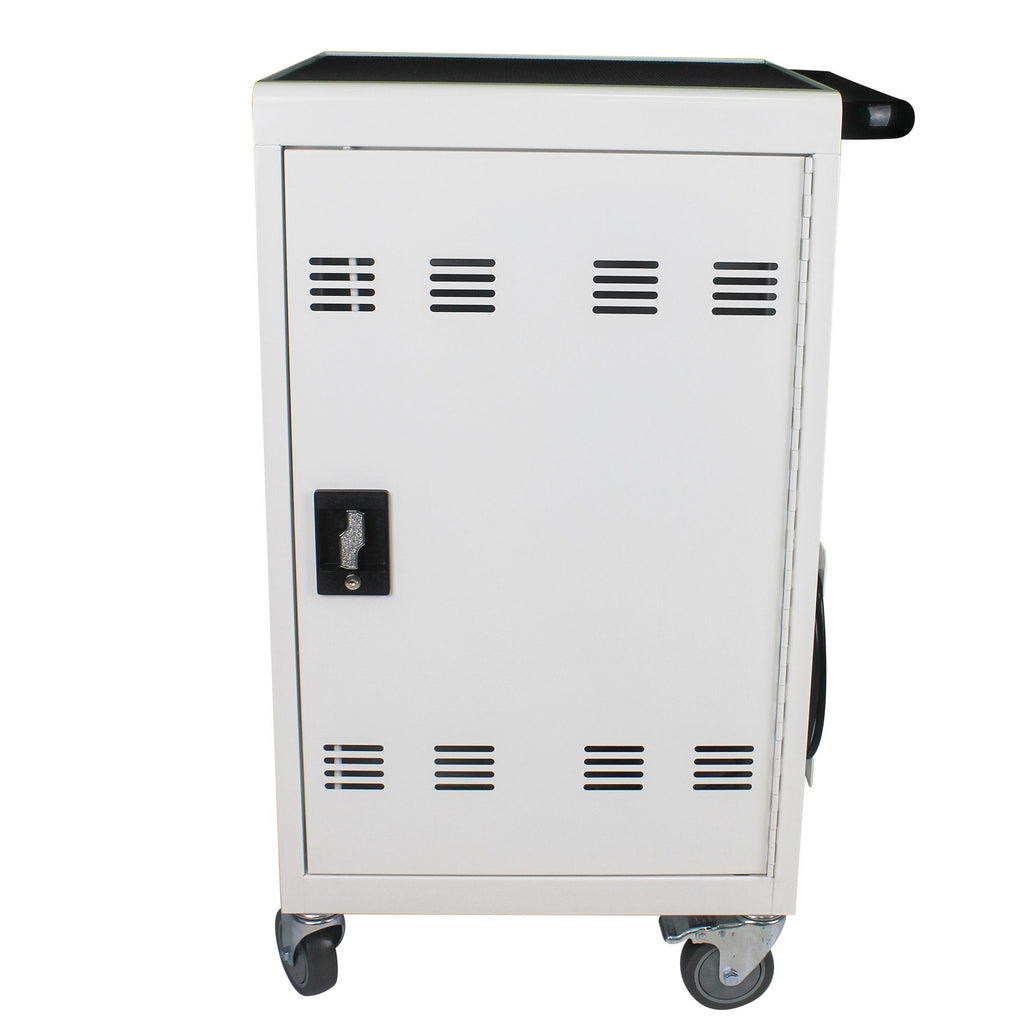 Mobile Charging Cart And Cabinet For Tablets Laptops 30 Device With Combination Lock - Antique White
