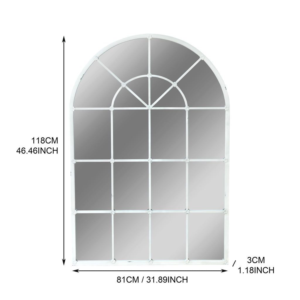 Handmade Arched Mirror, Windows Design For Entryway - White