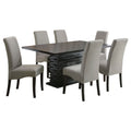 Wendell - 7 Piece Dining Set With Pedestal Table And Chairs - Gray