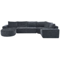 Modular Cloud Sectional Sofa Set, U-Shaped Upholstered Couch With Deep Seat
