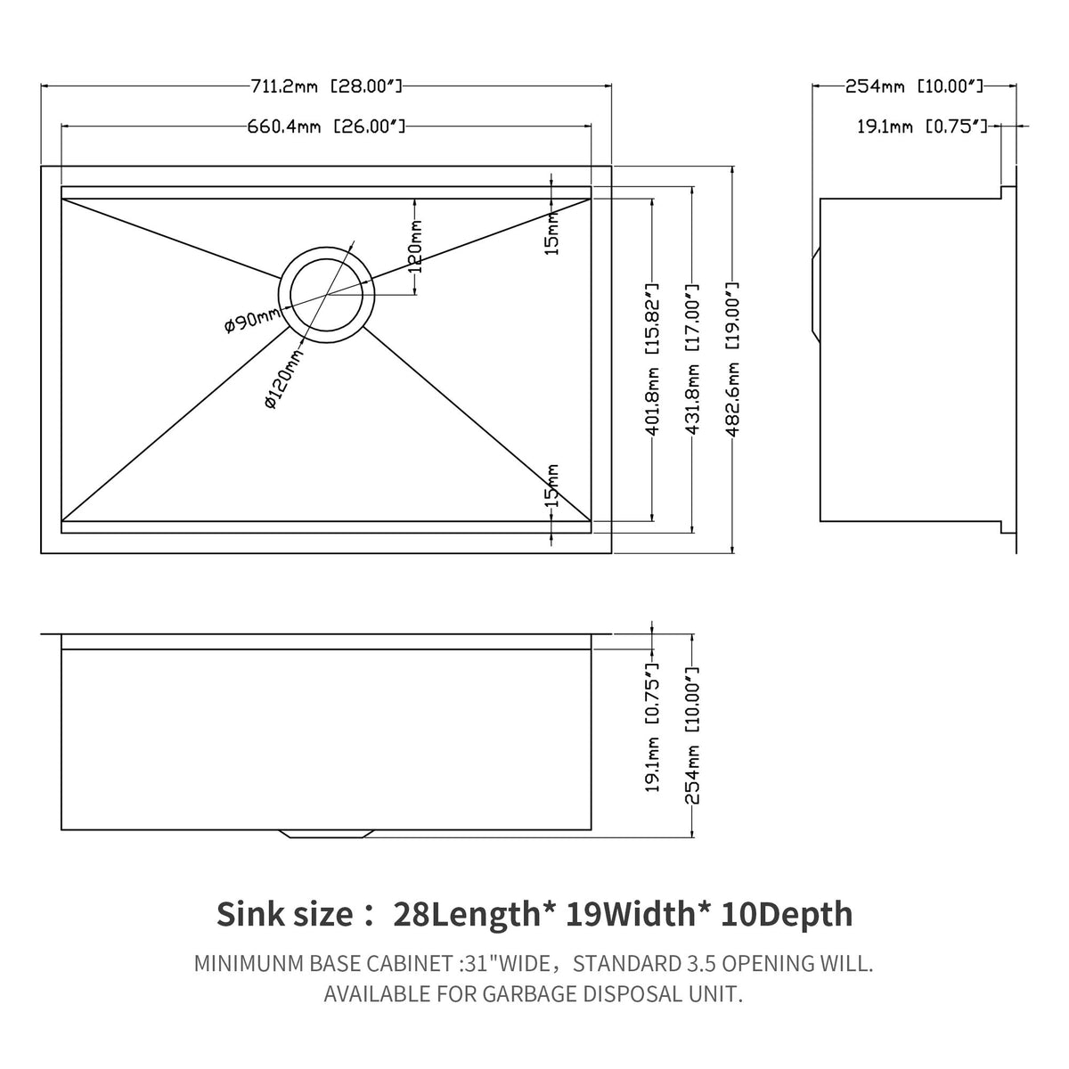 Single Bowl, Undermount Workstation, Kitchen Sink With Accessories