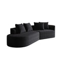 Upholstered Oversized Sectional Sofa, 4 Seater Extra Deep & Wide Seat Curved Cloud Couch With 4 Throw Pillows, Free Combination Living Room - Black