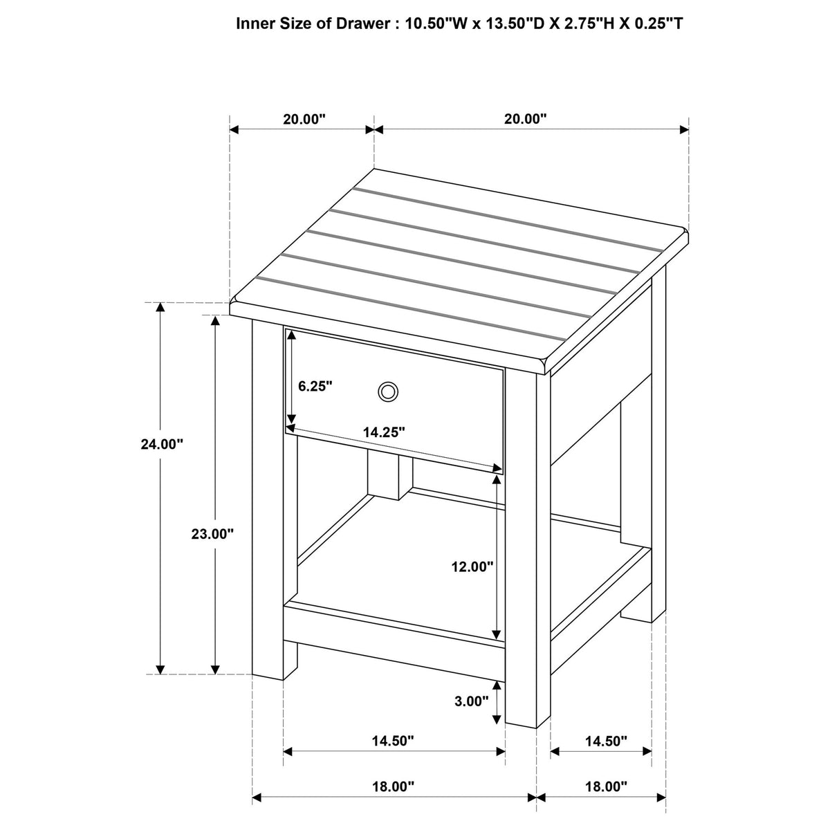 Castleton - 1 Drawer Wood End Table With Shelf