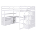 Loft Bed With Desk, Shelves, 2 Drawers, Storage Staircase