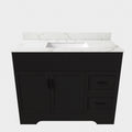 Bathroom Vanity Set, Fluted Cabinet, 3 Faucet Holes, Sink Included - Black