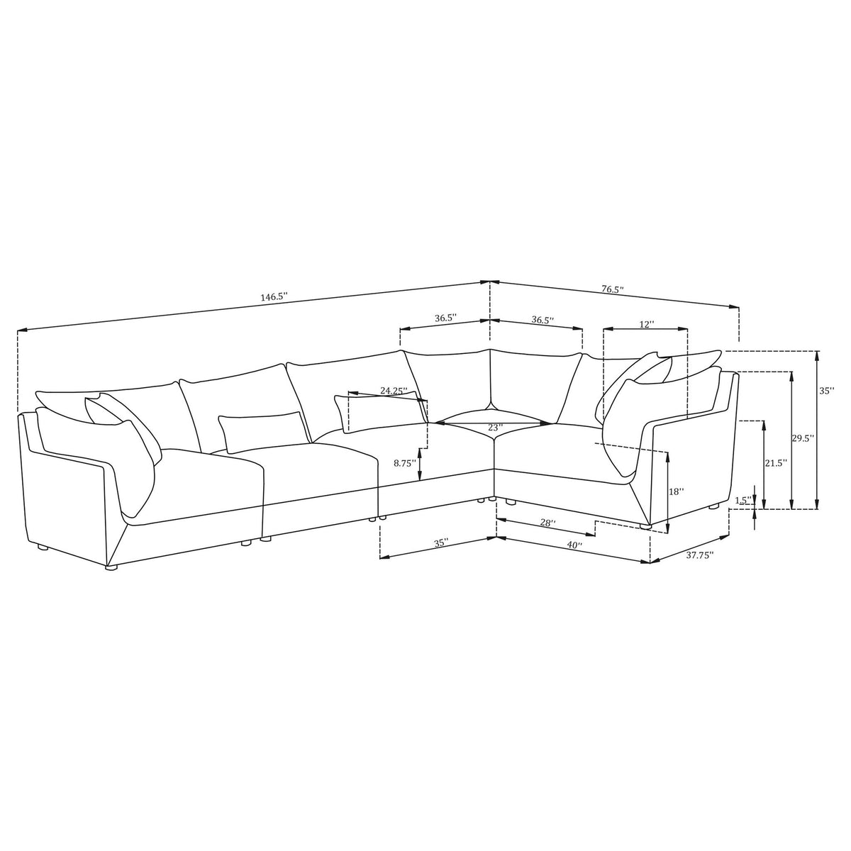 Tomasina - Modular Sectional Sofa With Cushions