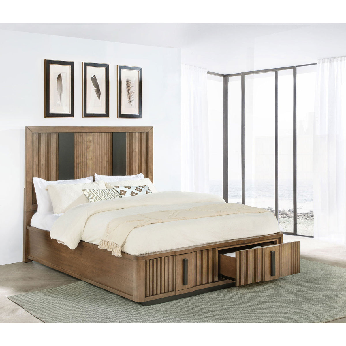 Moraga - 2 Drawer Queen Storage Bed - Ash Brown