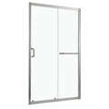 Single Sliding Bypass Shower Enclosure With Tempered Glass And - Brushed Silver