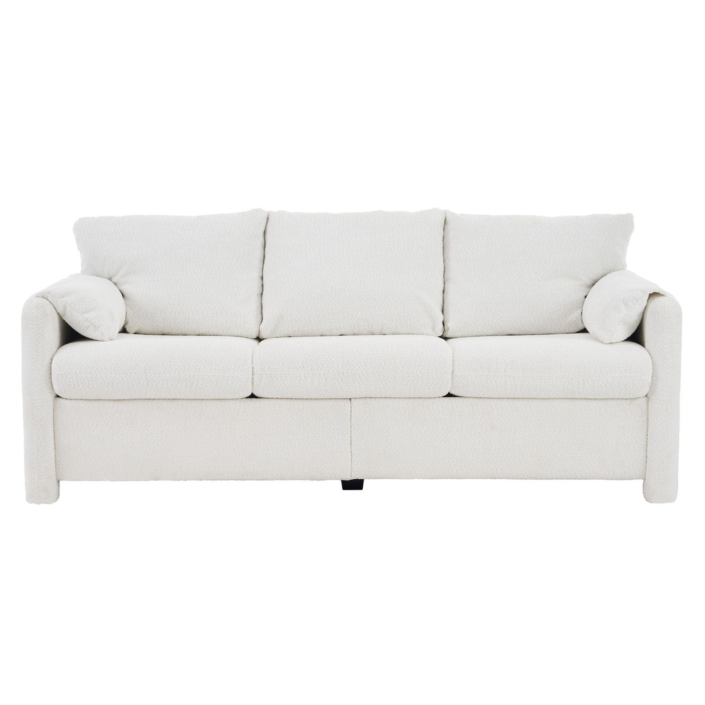 Modern 3 Seater Sofa Chenille Couch Plush Triple Seater Sofa With High Density Foam Cushions, Deep Seat Living Room Couch For Family Room, Apartment & Home Theater - Ivory White
