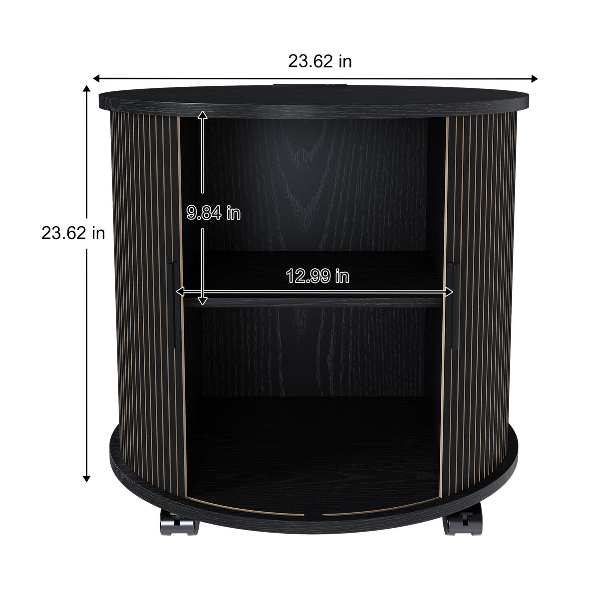 Cylinder Nightstand With Charging Station & Sliding Door