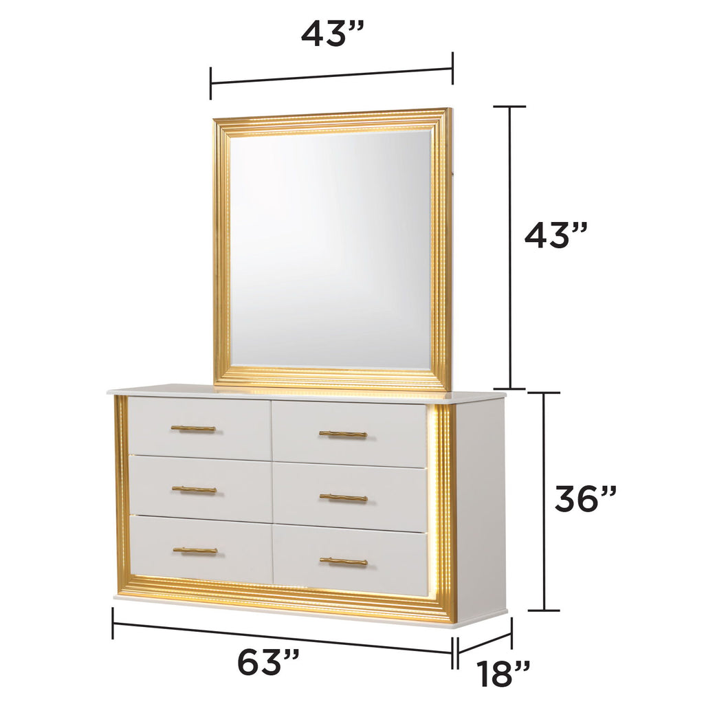 Obsession - 6 Drawer LED Dresser - White