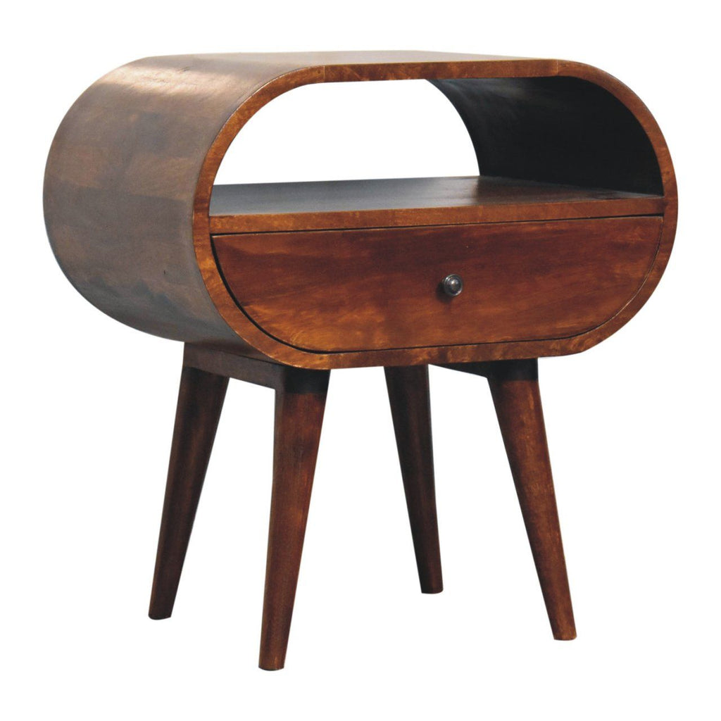 Large Chestnut Circular Bedside