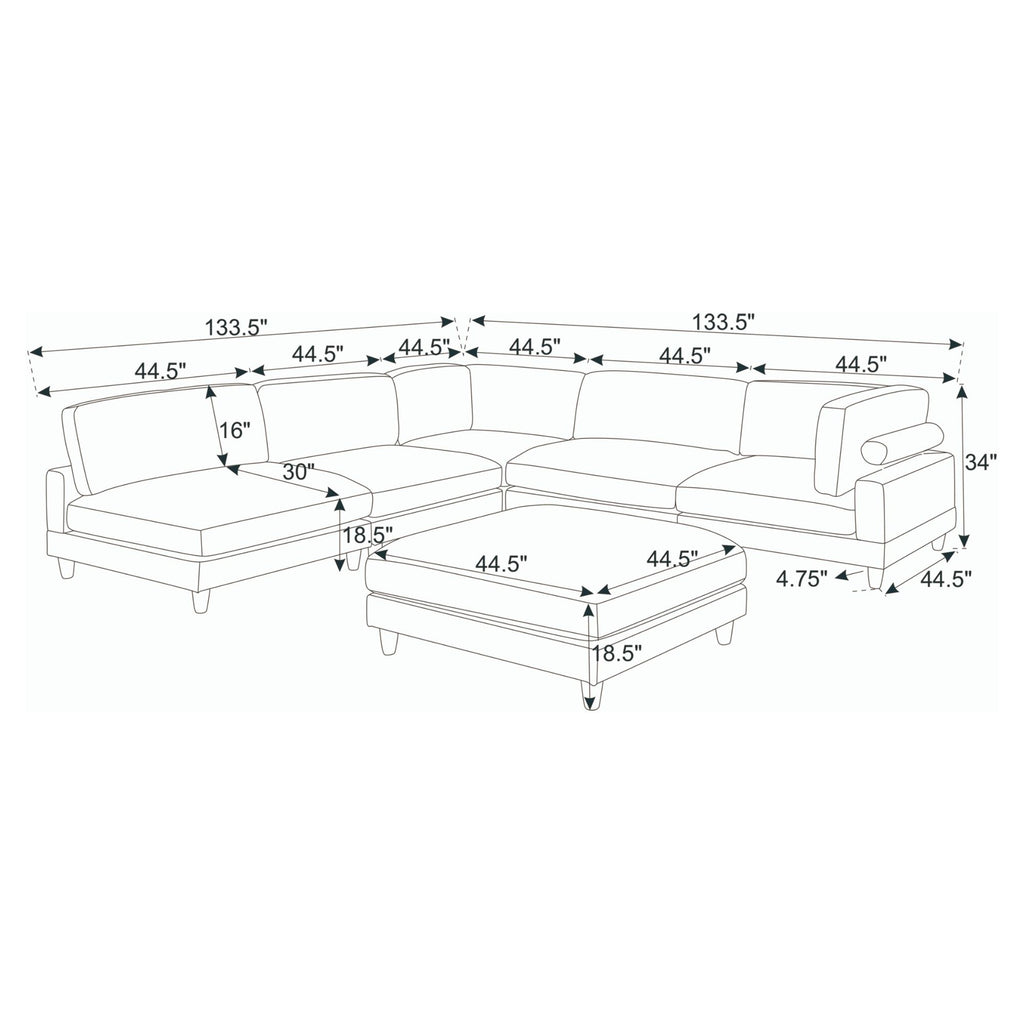 Modern Modular Sectional With Adjustable Back Support